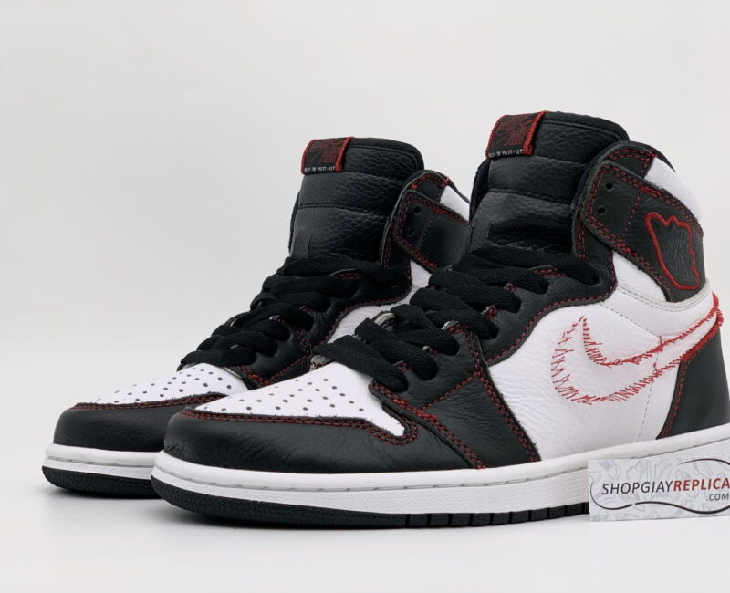 Giày Air Jordan 1 Retro High Defiant White Black Gym Red Rep 11