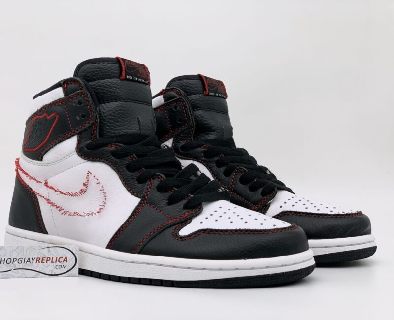 Giày Nike Air Jordan 1 Retro High Defiant White Black Gym Red rep 1:1