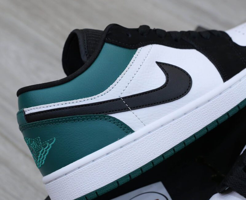 gót giày giày Air Jordan 1 Low White Black Mystic Green