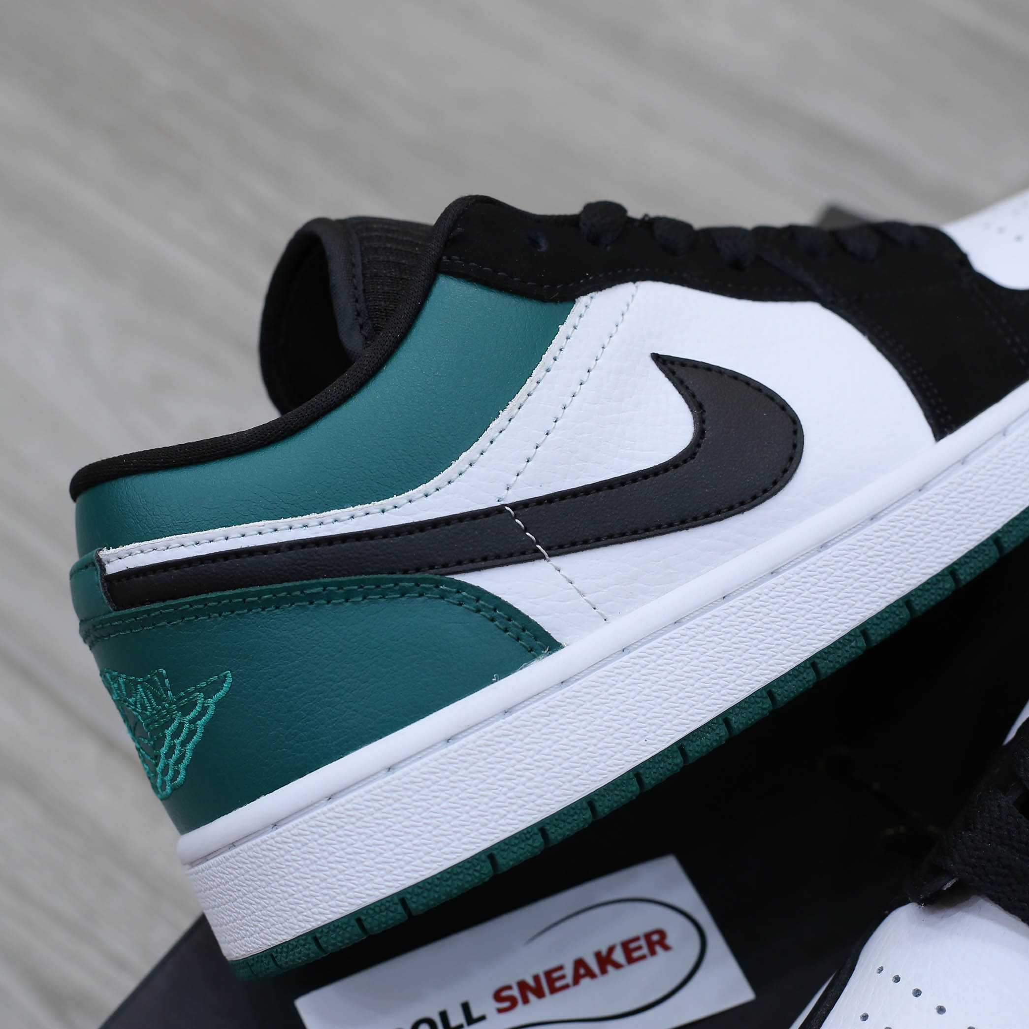 gót giày giày Air Jordan 1 Low White Black Mystic Green