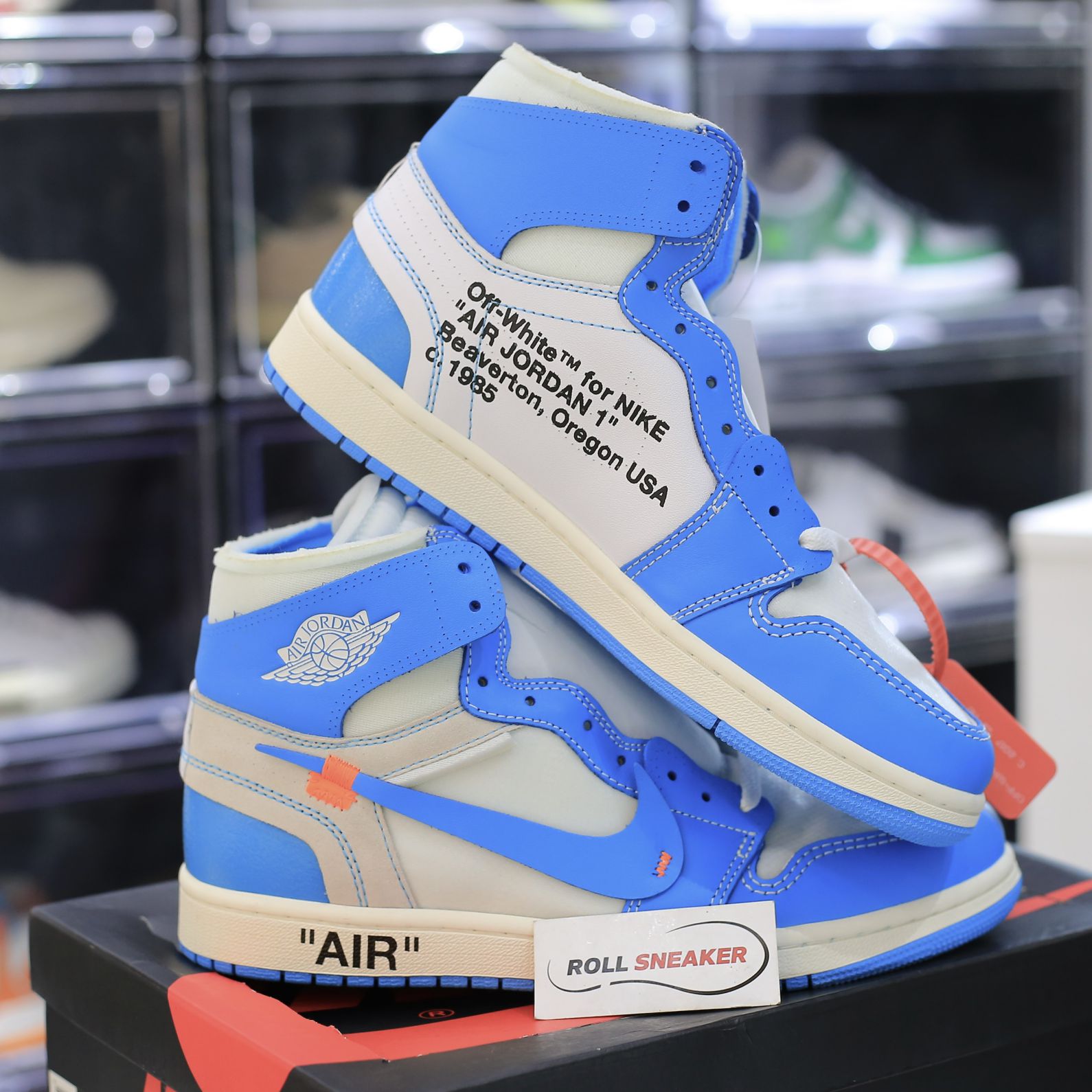 giay nike jordan 1 off white blue replica