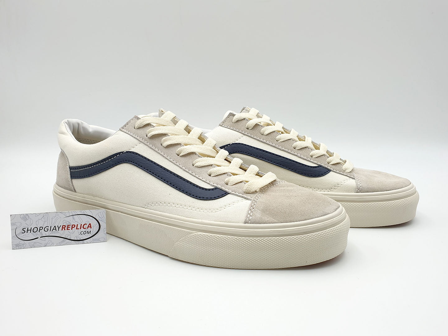 Vans old skools Trắng Sọc Xanh