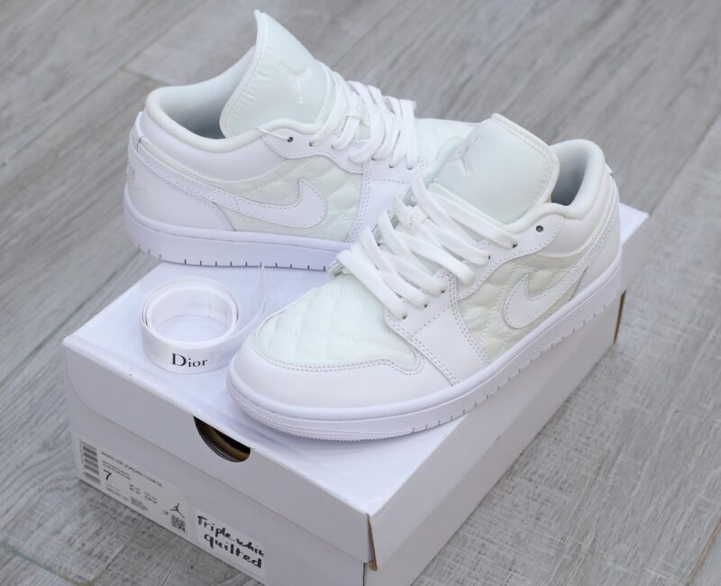 Giày Nike Air Jordan 1 Low ‘Triple White Quilted’ Like Auth