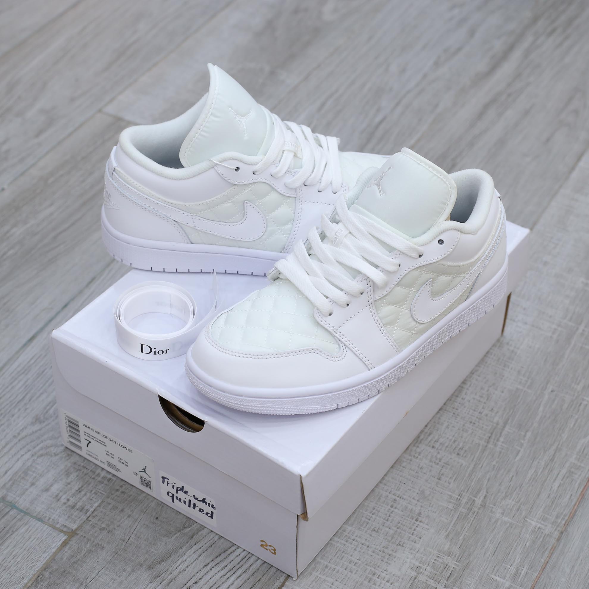 Giày Nike Air Jordan 1 Low ‘Triple White Quilted’ Like Auth