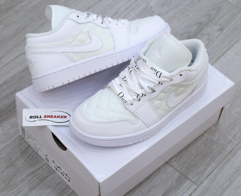 Giày Nike Air Jordan 1 Low ‘Triple White Quilted’ Like Auth