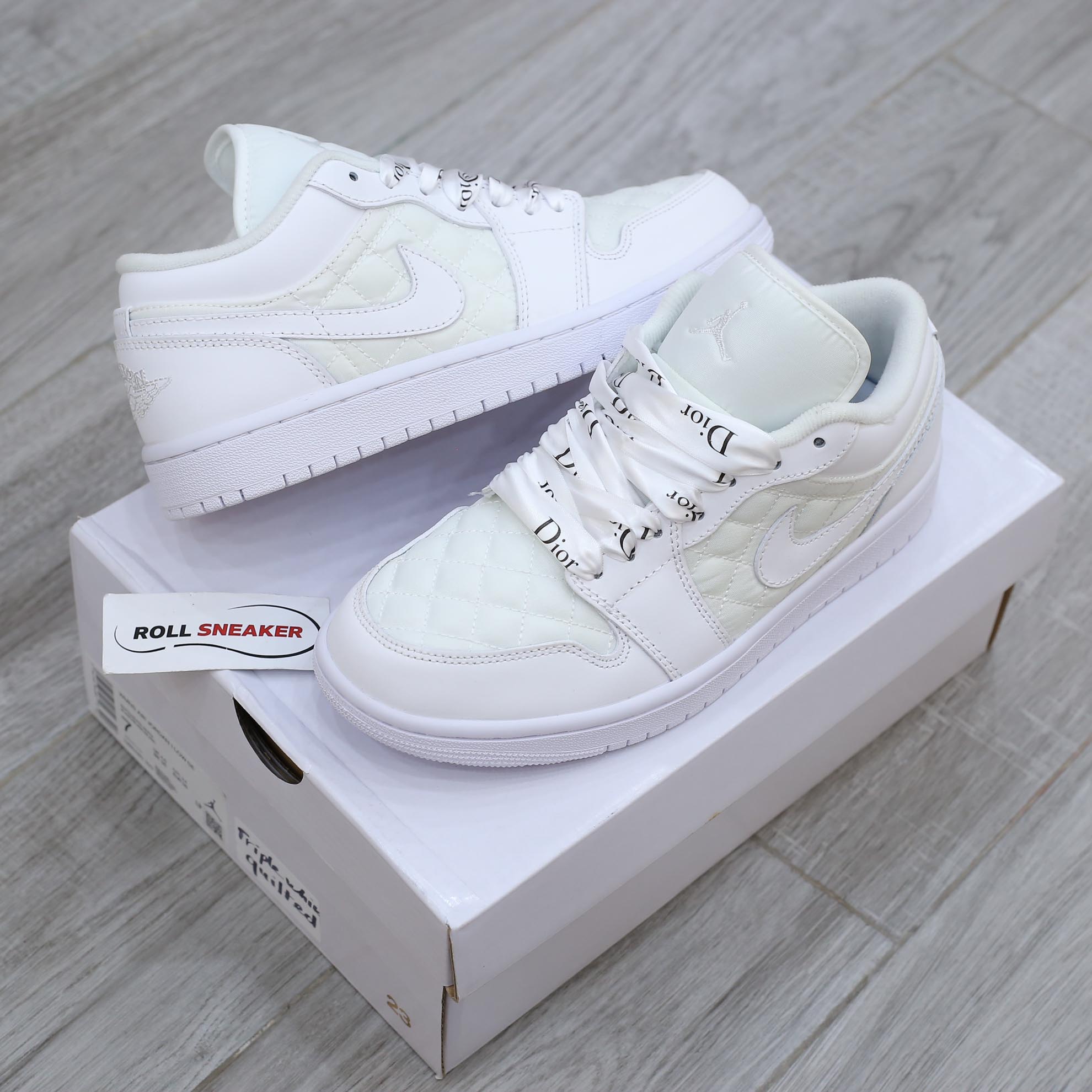 Giày Nike Air Jordan 1 Low ‘Triple White Quilted’ Like Auth