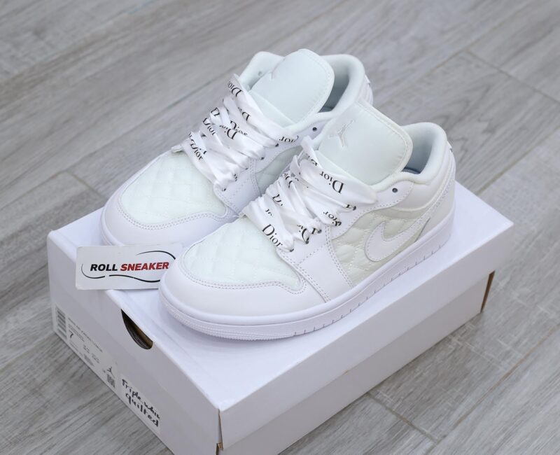 Giày Nike Air Jordan 1 Low ‘Triple White Quilted’ Like Auth