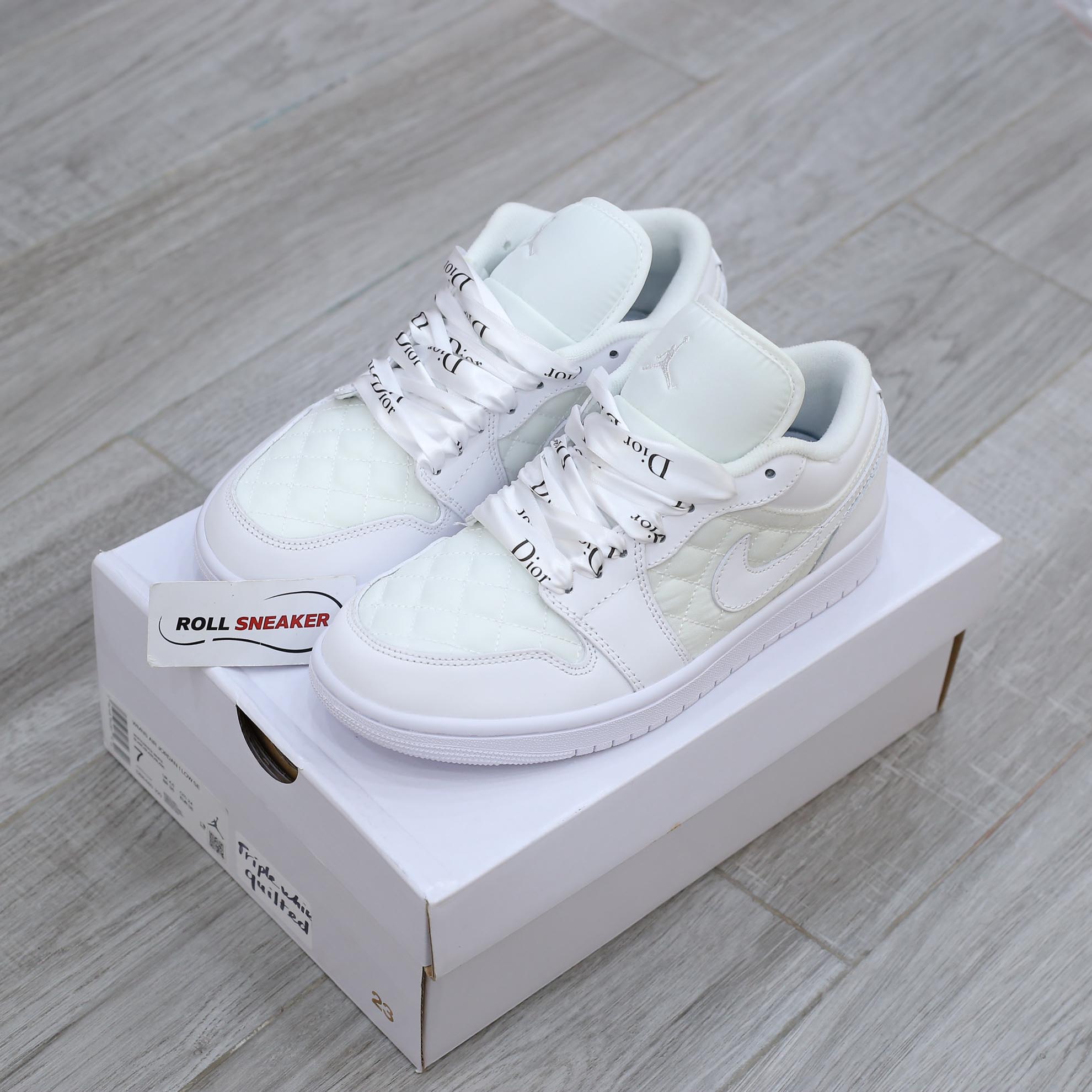 Giày Nike Air Jordan 1 Low ‘Triple White Quilted’ Like Auth