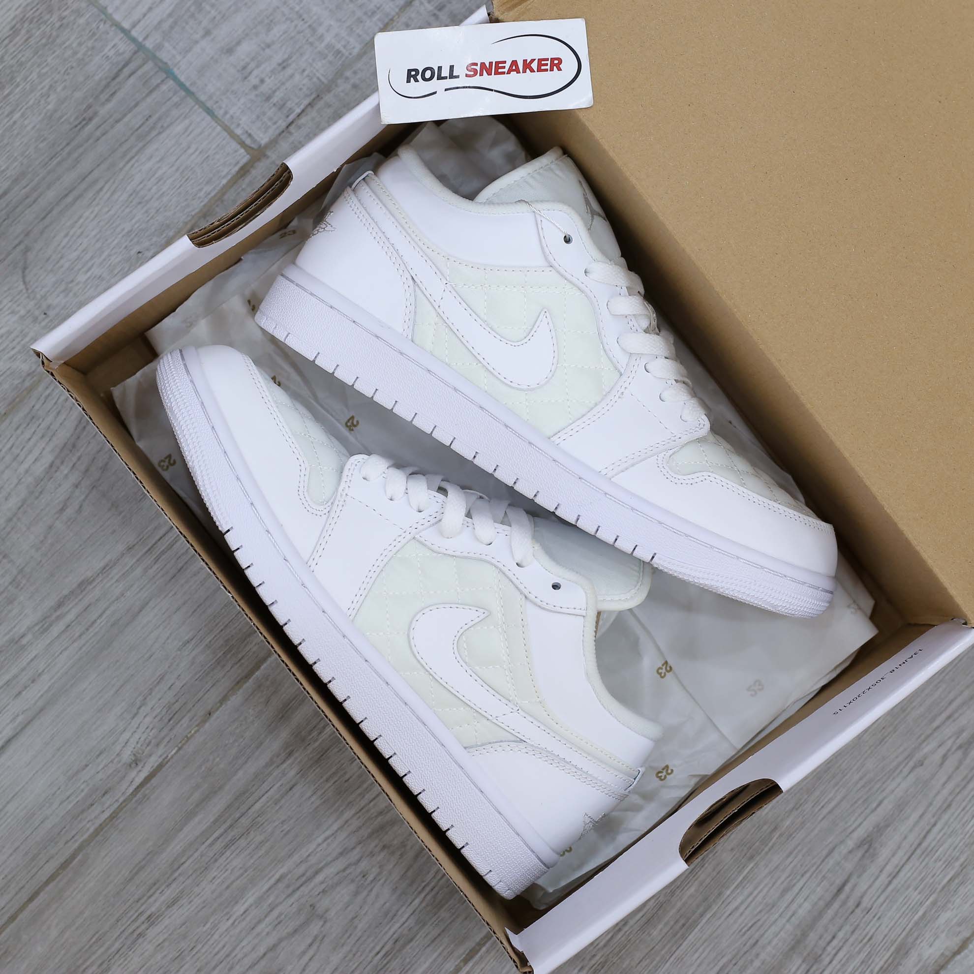 Giày Nike Air Jordan 1 Low ‘Triple White Quilted’ Like Auth
