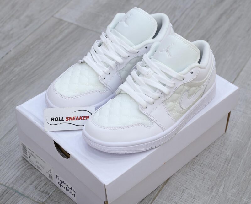 Giày Nike Air Jordan 1 Low ‘Triple White Quilted’ Like Auth