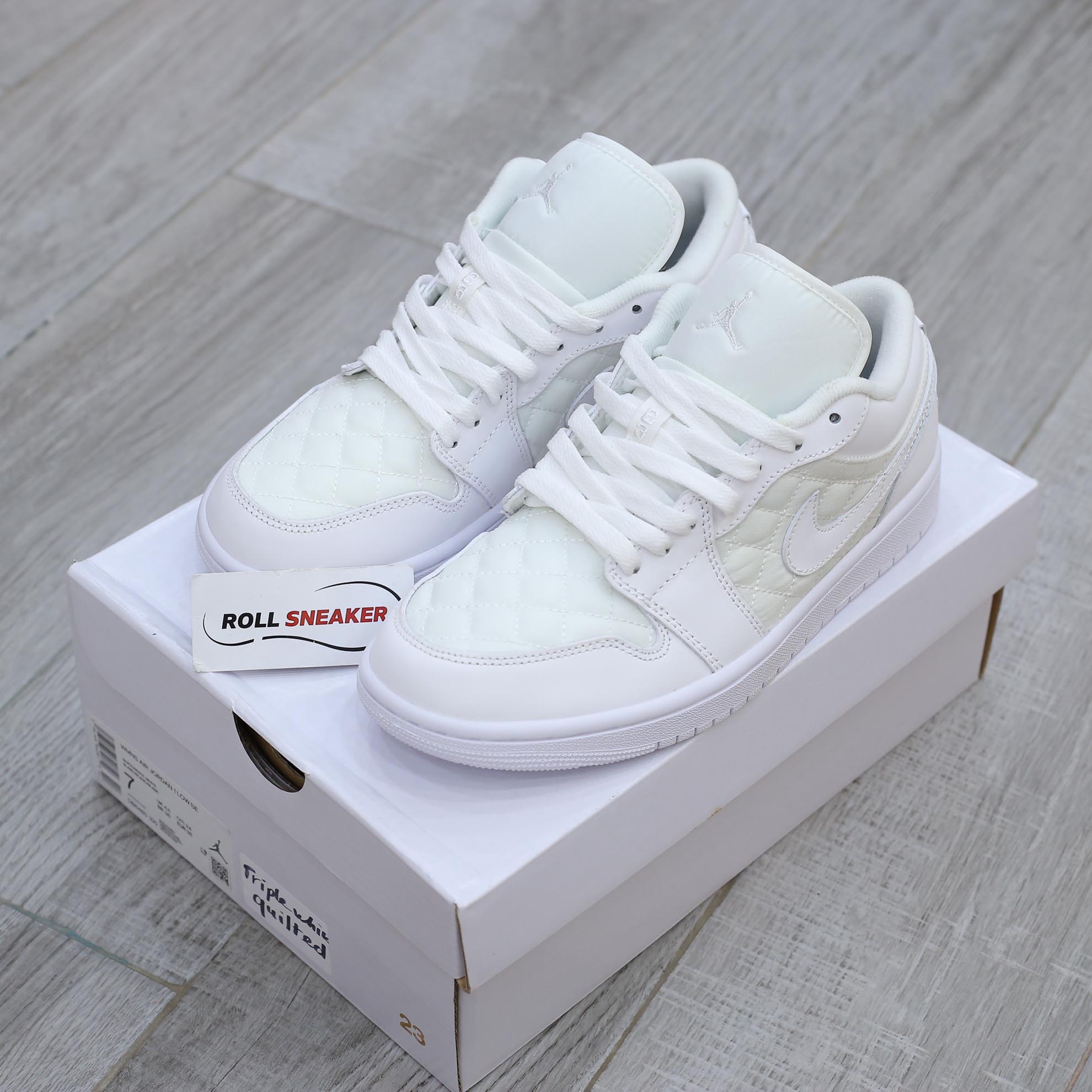 Giày Nike Air Jordan 1 Low ‘Triple White Quilted’ Like Auth