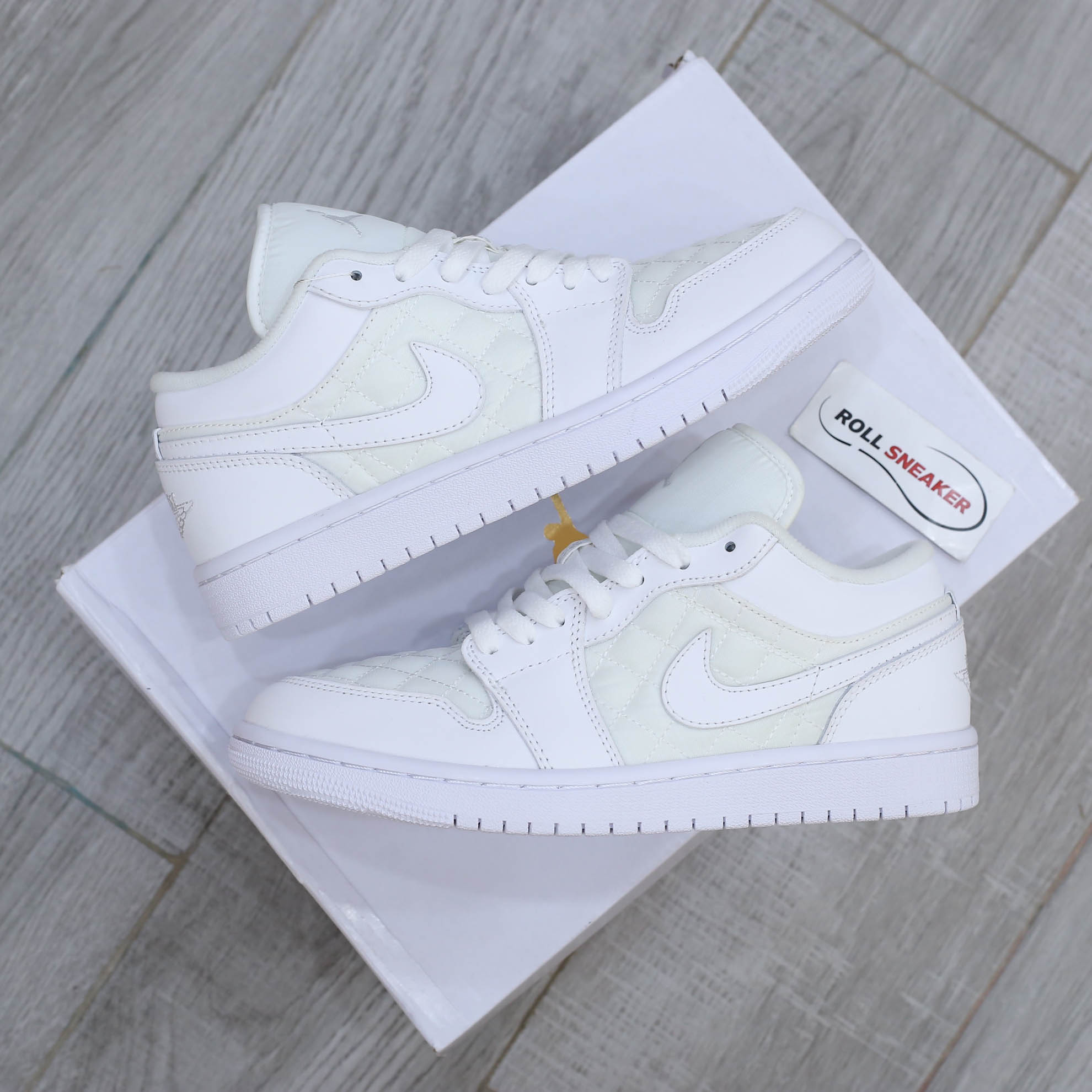 Giày Nike Air Jordan 1 Low ‘Triple White Quilted’ Like Auth