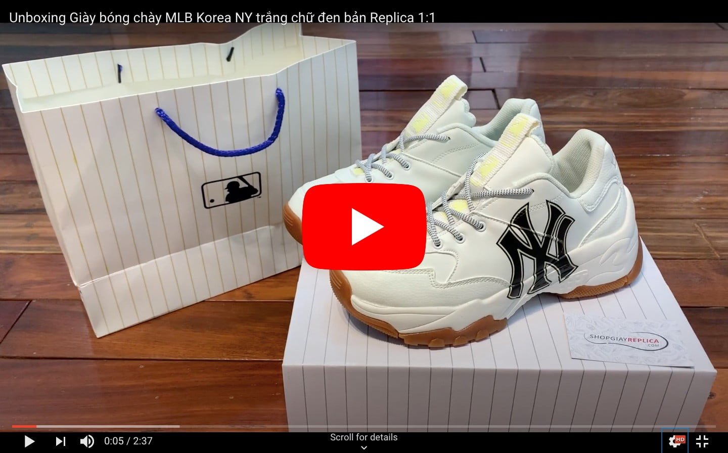 Video unbox giày mlb ny trăng chữ đen