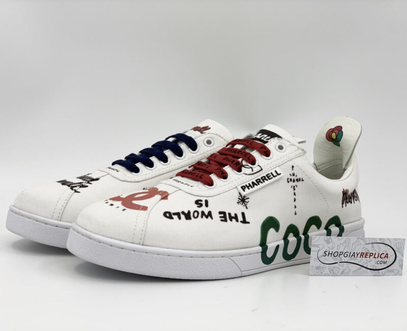 Giày Chanel x Pharell White Canvas Siêu Cấp