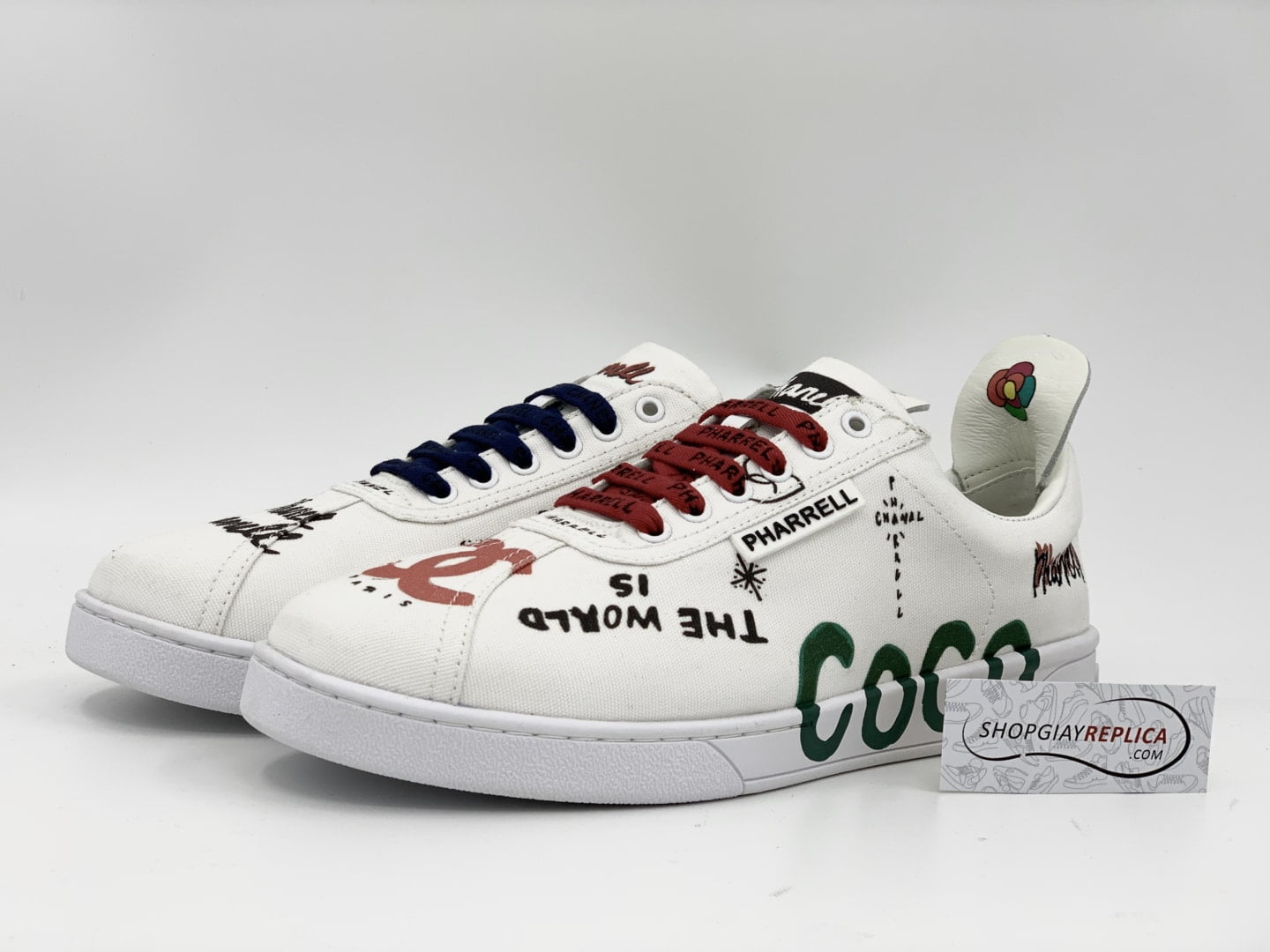 Giày Chanel x Pharell White Canvas Siêu Cấp