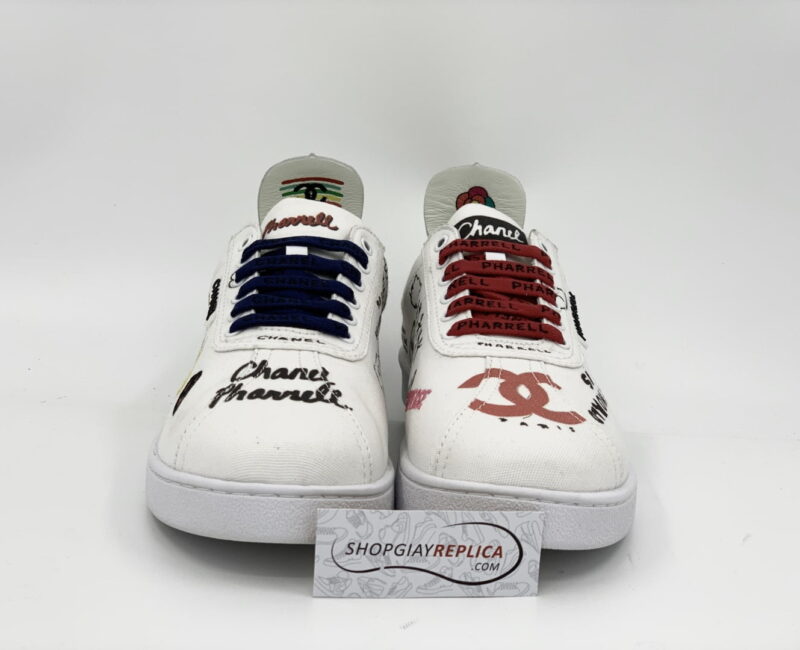 Giày Chanel x Pharell White Canvas Siêu Cấp