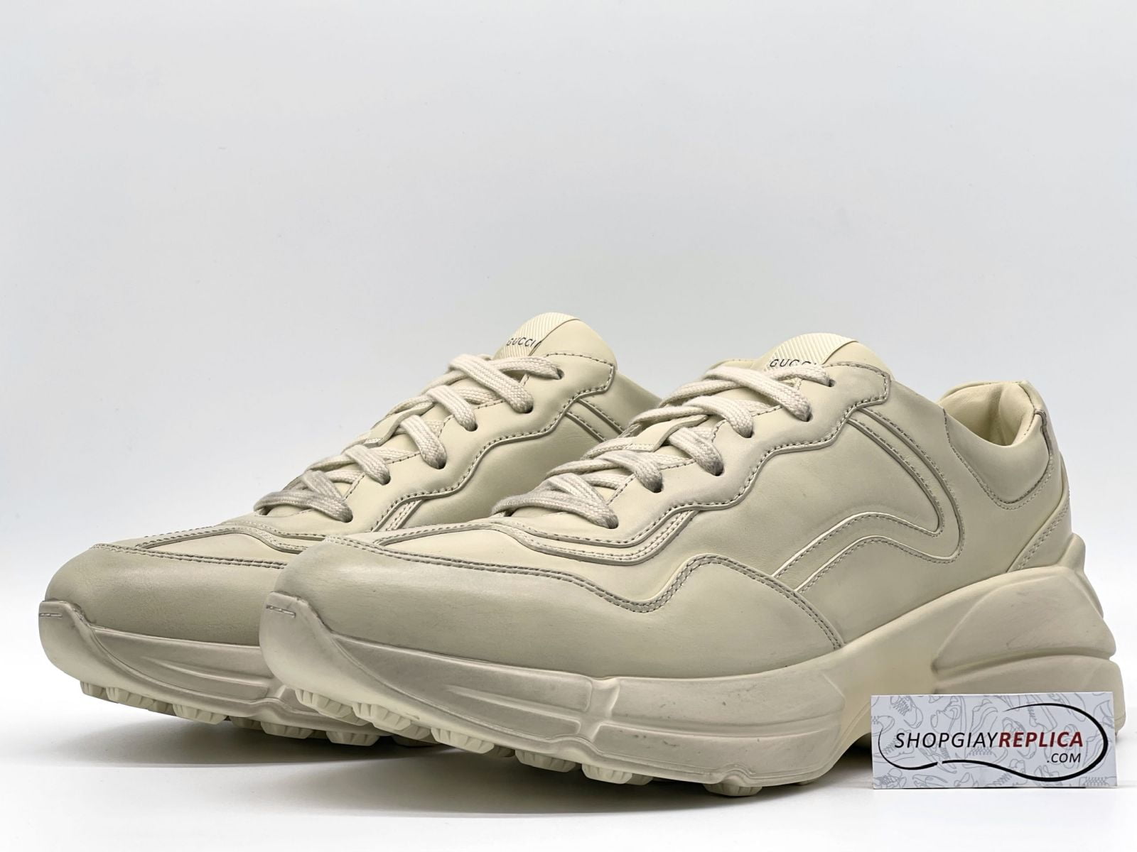 Giày Gucci Rhyton Leather Sneaker da trơn