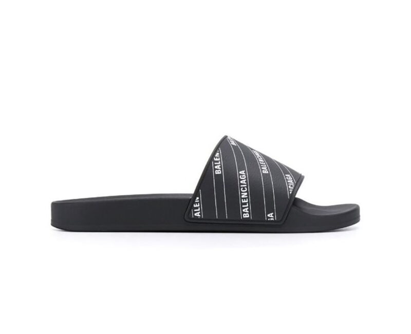 Dép Balenciaga Pool Slide Logo Black Replica