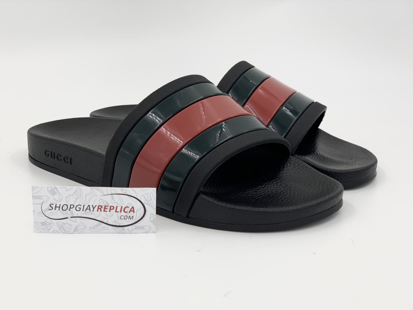Dép Gucci Rubber Slides Red Green Siêu Cấp