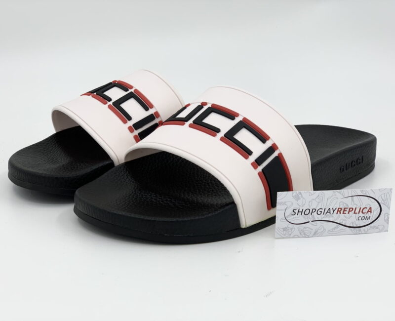 Dép Gucci Stripe Slide White Siêu Cấp