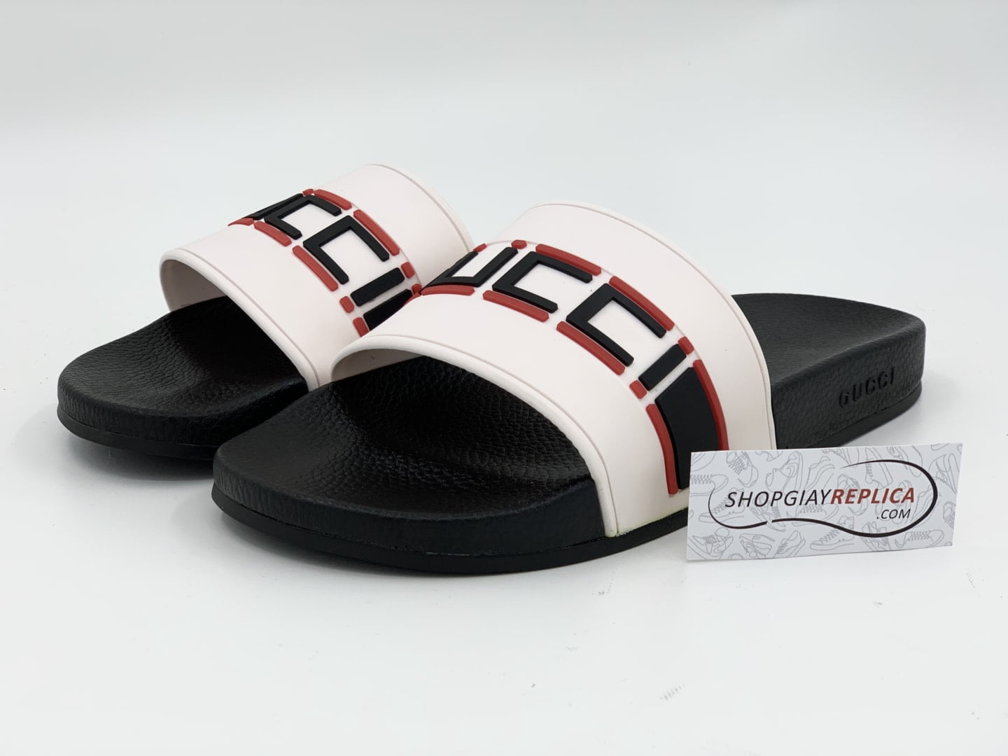 Dép Gucci Stripe Slide White Siêu Cấp