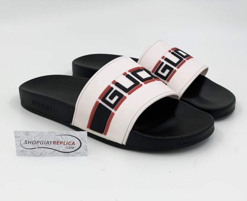 Dép Gucci Stripe Slide White Siêu Cấp