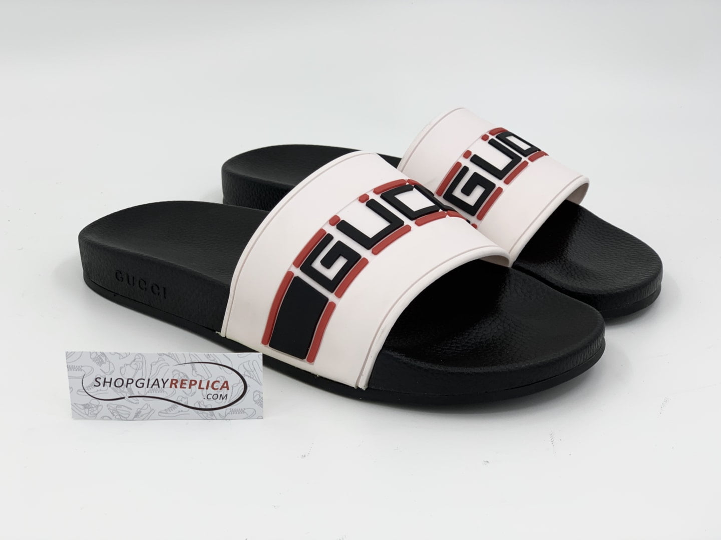 Dép Gucci Stripe Slide White Siêu Cấp
