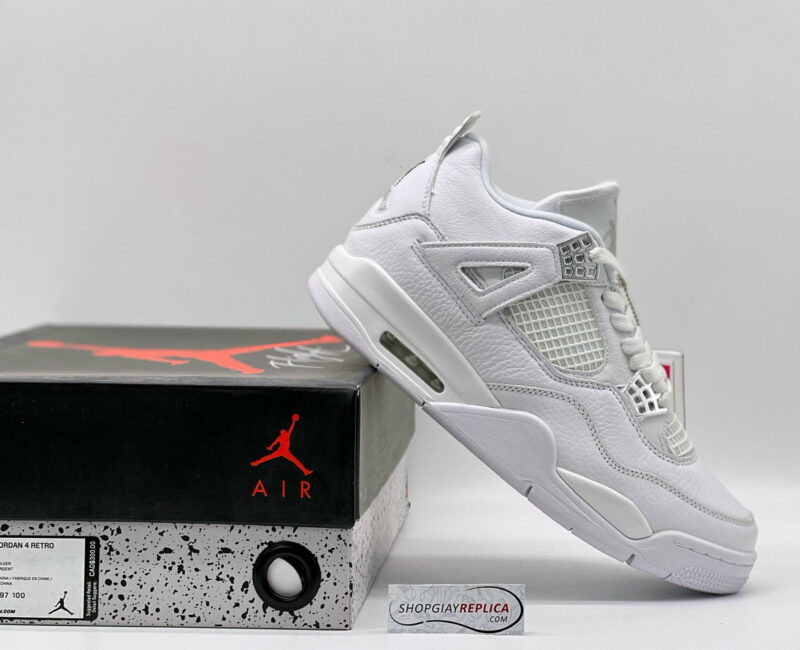 Giày Nike Air Jordan 4 Retro Pure Money (full trắng) rep