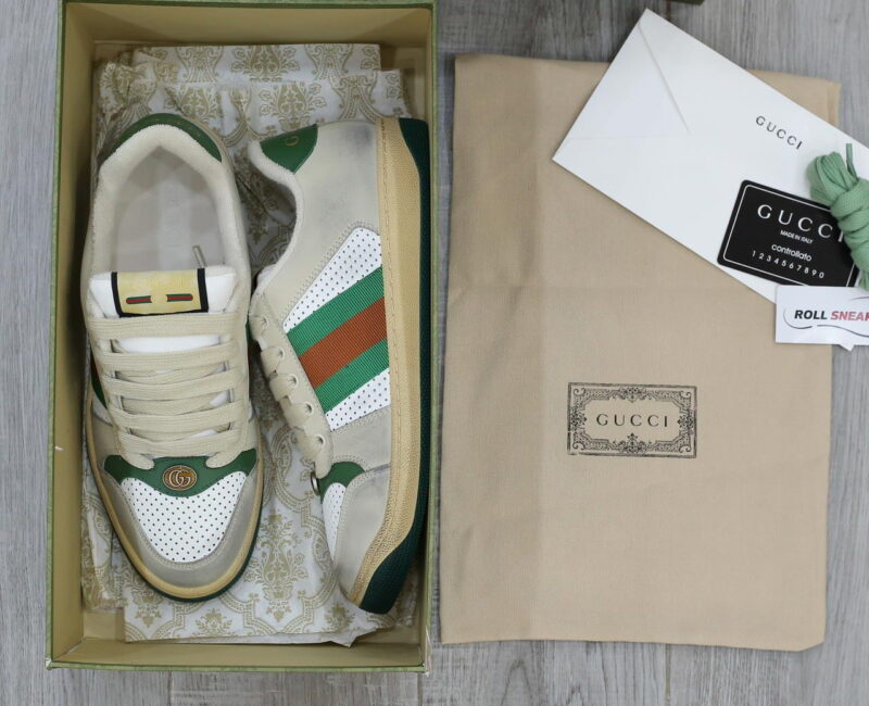 giay Gucci Embroidered Beige Green White sieu cap 2