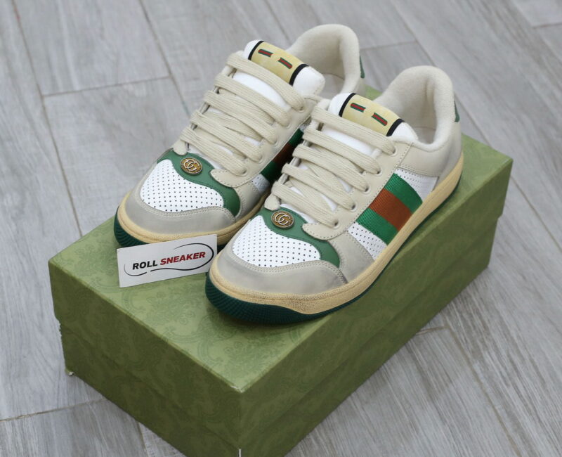 giay Gucci Embroidered Beige Green White sieu cap