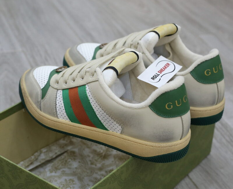 giay Gucci Embroidered Beige Green White sieu cap