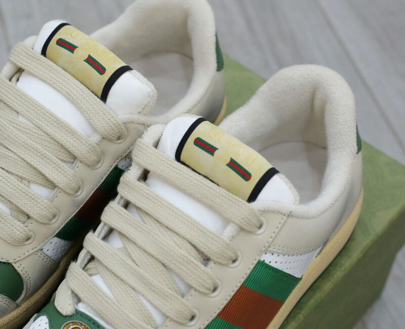 giay Gucci Embroidered Beige Green White sieu cap