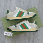 giay Gucci Embroidered Beige Green White sieu cap