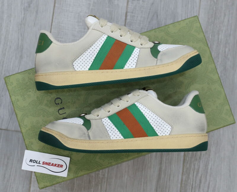 giay Gucci Embroidered Beige Green White sieu cap