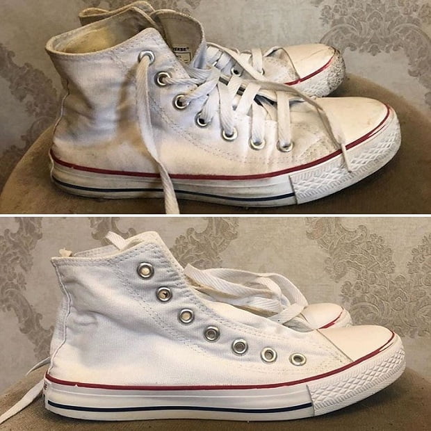 Trước và sau khi giặt 1 đôi giày converse bẩn