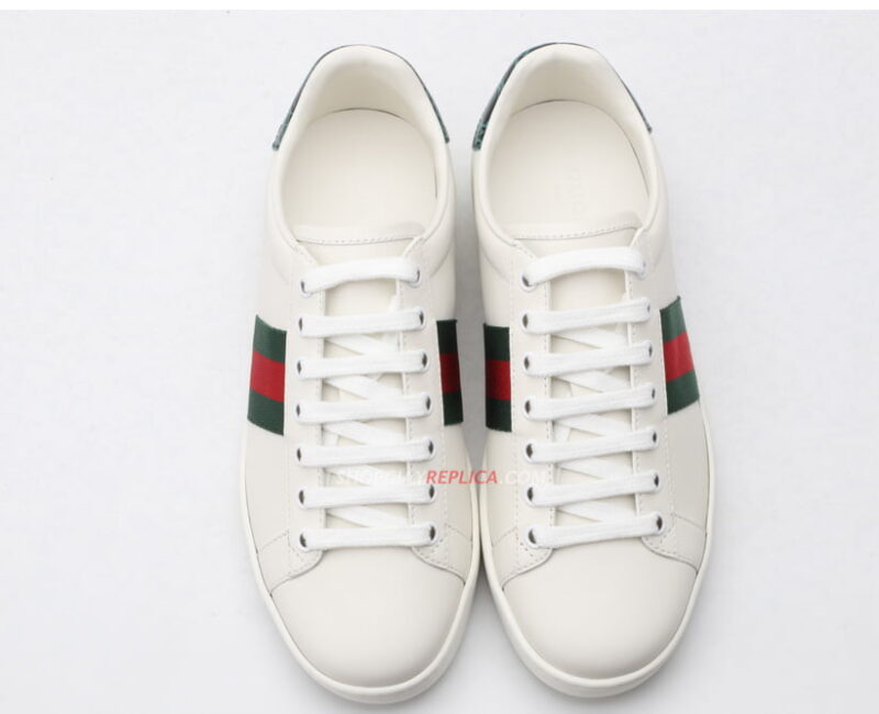 Giày Gucci Ace Leather Sneaker With Green Crocodile Like Auth