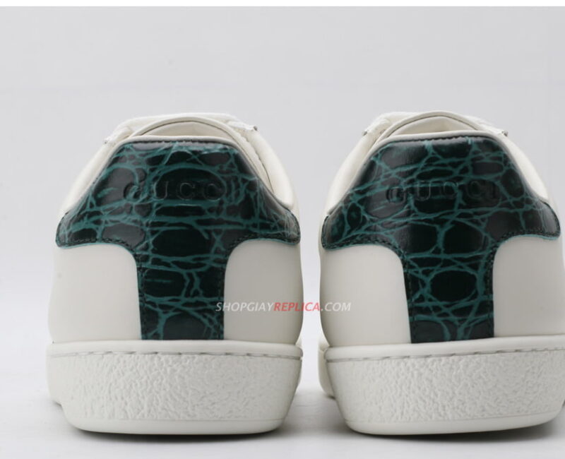 Giày Gucci Ace Leather Sneaker With Green Crocodile Like Auth