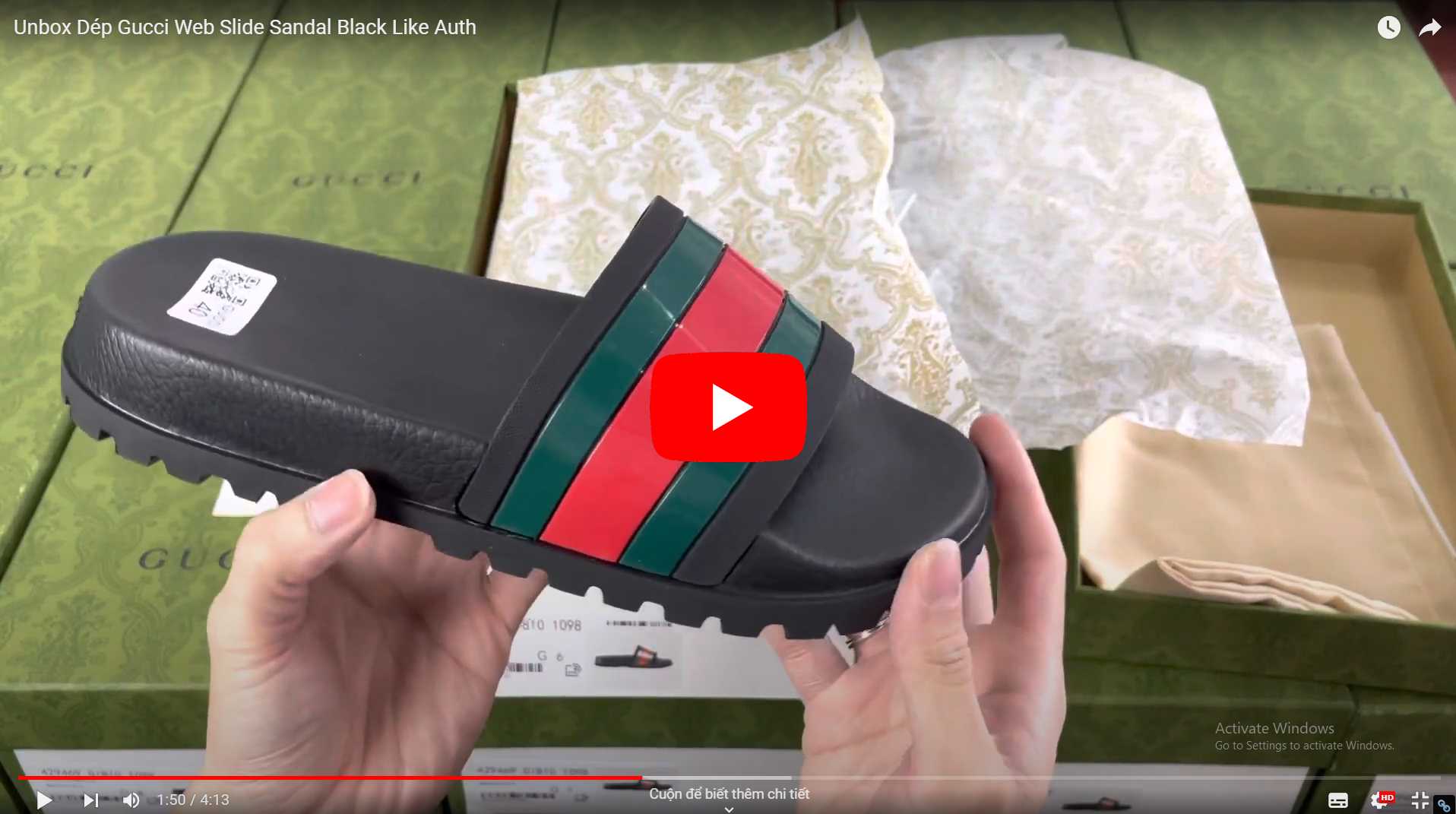 Dép Gucci Web Slide Sandal Black Like Auth