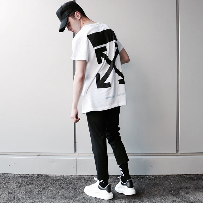 phối đồ giày mcqueen nam quần vải dáng lửng