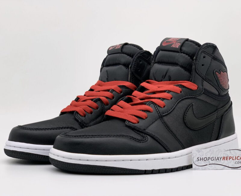 Giày Nike Air Jordan 1 Retro High Black Satin Gym Red