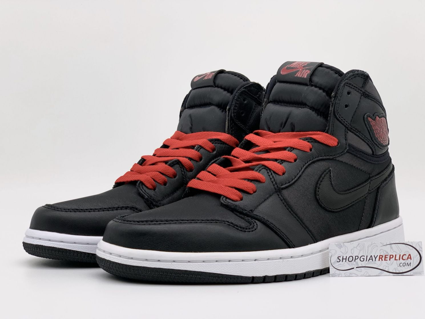 Giày Nike Air Jordan 1 Retro High Black Satin Gym Red