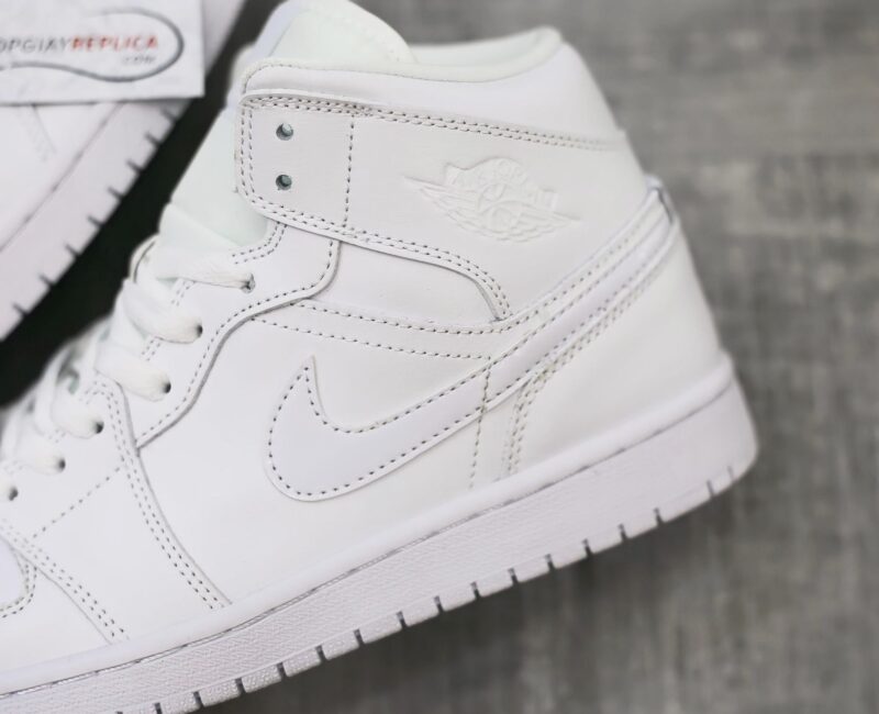 Giày Nike Jordan 1 Mid Triple White Replica