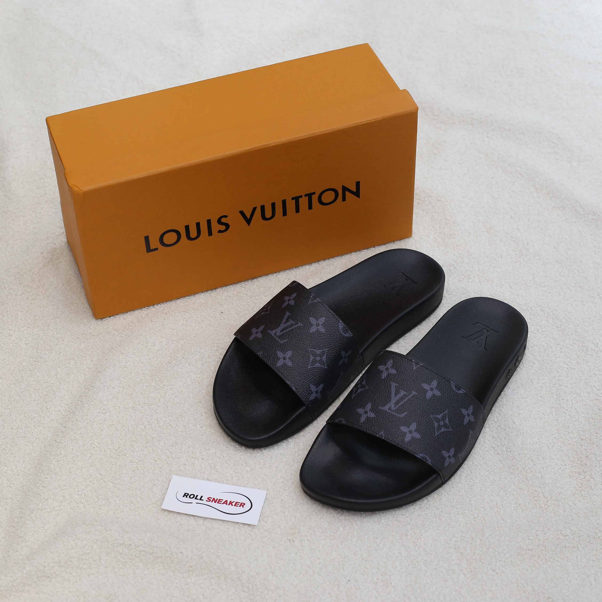 Dép Louis Vuitton Waterfront Mule Monogram Eclipse