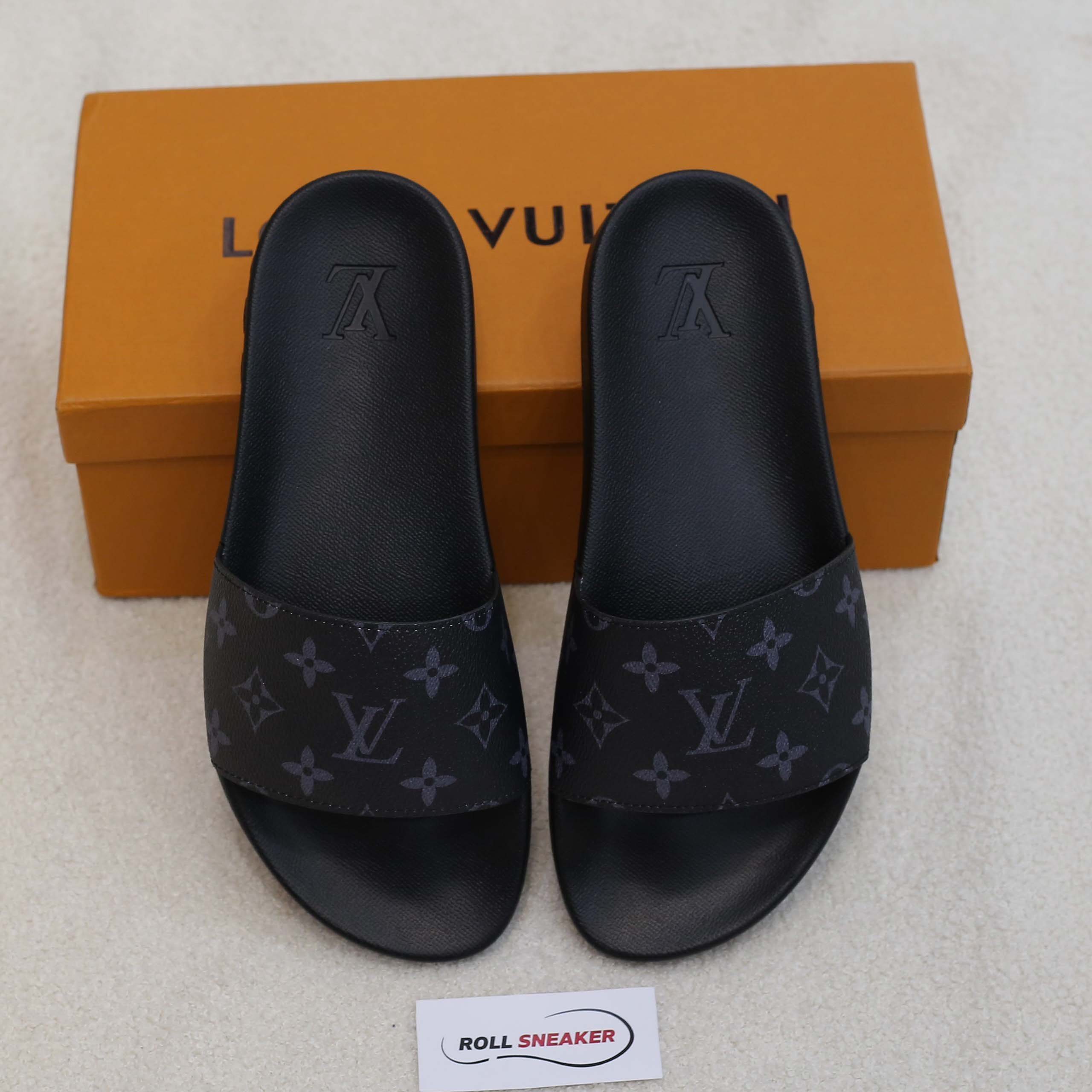 Dép Louis Vuitton Waterfront Mule Monogram Eclipse