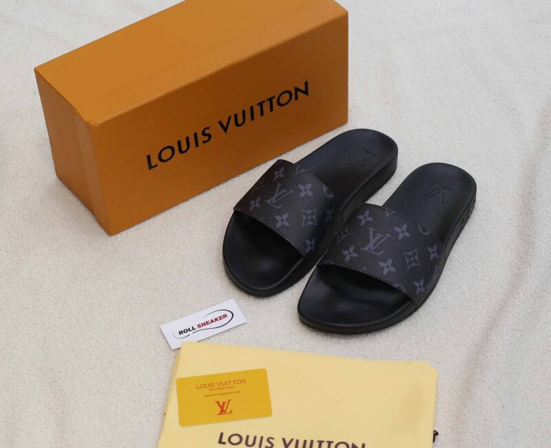 Dép Louis Vuitton Waterfront Mule Monogram Eclipse
