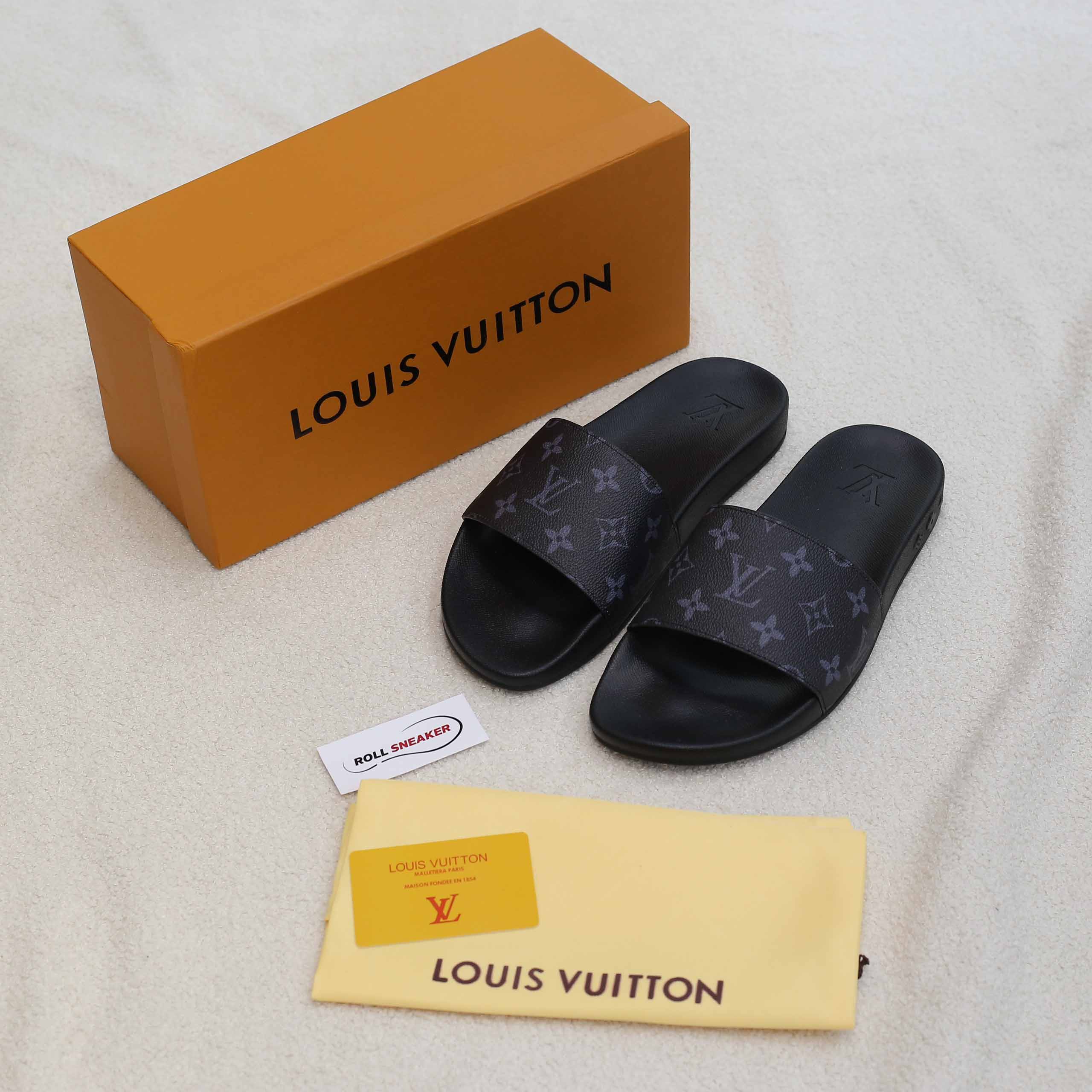 Dép Louis Vuitton Waterfront Mule Monogram Eclipse