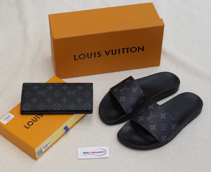 Dép Louis Vuitton Waterfront Mule Monogram Eclipse