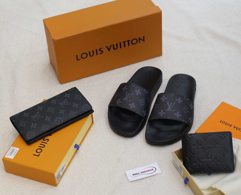 Dép Louis Vuitton Waterfront Mule Monogram Eclipse