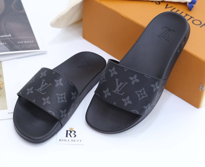 Dép Louis Vuitton Waterfront Mule Monogram Eclipse Best Quality