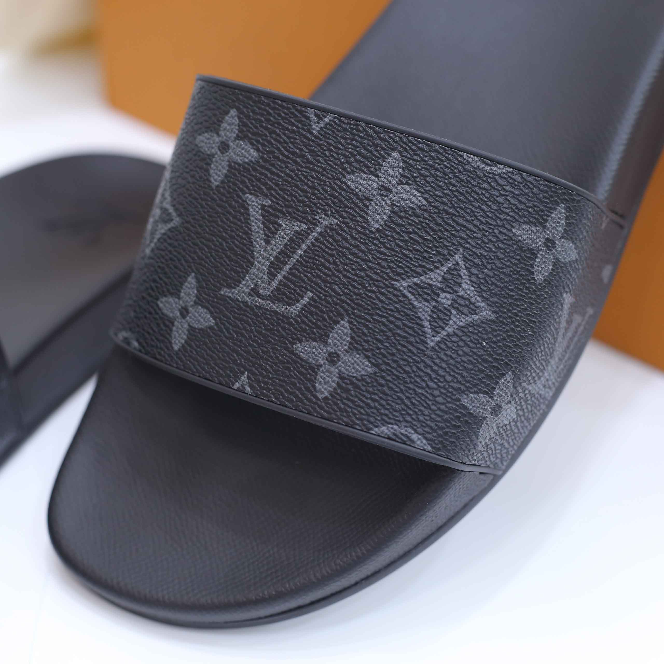 Dép Louis Vuitton Waterfront Mule Monogram Eclipse Best Quality